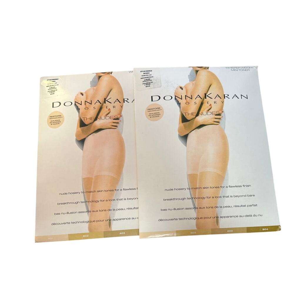 Lot of 2 Vintage Donna Karan The Nudes Whisper Weight Mini Toner Hosiery NIP